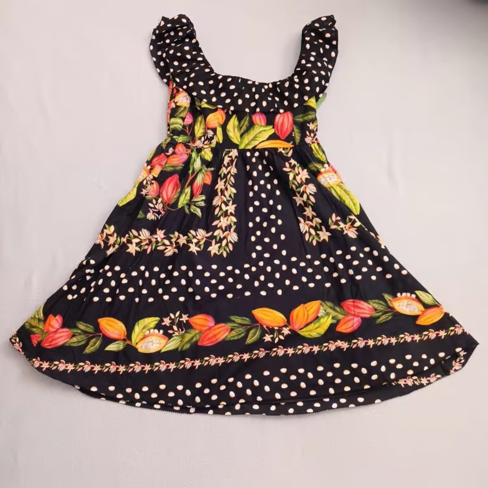 FARM Rio Black Floral Polka Dot Mini Dress